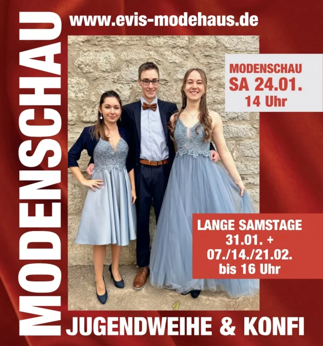 Save the Date

👉🏼 Samstag, 24.01.2026
👉🏼 Modenschau für Jugendweihe & Konfirmation
👉🏼 14 Uhr 

#Jugendweihe
#konfirmation
#jugendweihekleid #konfirmationskleid #abiballkleider