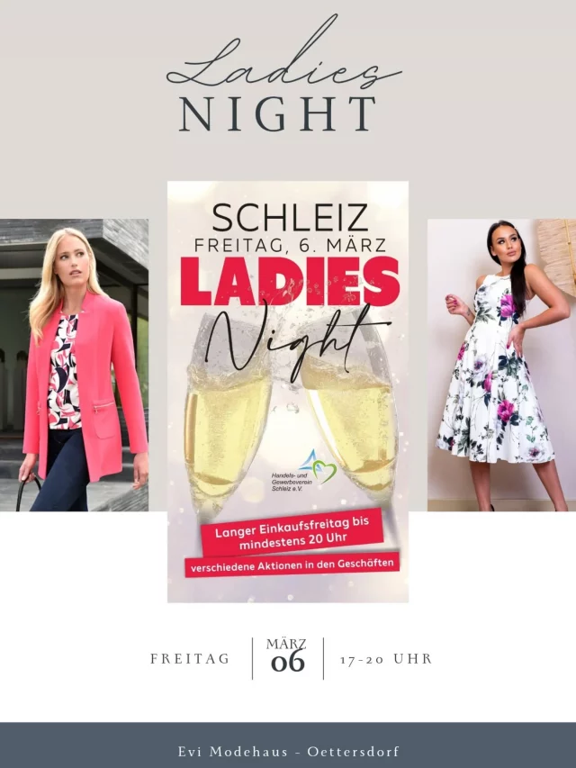 👉🏼 6. März 💐
👉🏼 17 - 20 Uhr 
👉🏼 Ladies Night 🤗
👉🏼 Gläschen Sekt 🥂
👉🏼 20% auf dein ❤️ Lieblingsteil 

#ladiesnight #petticoatkleid #schleiz #badlobenstein #neustadtorla