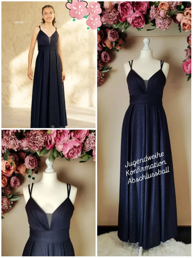 Dieses Glitzerkleid in marineblau mit Eingriffstaschen gibt es auch noch in der Farbe anthrazit im Geschäft.
☀️😘

#jugendweihekleid #konfirmationskleid #jena #saalfeld #ostthüringen